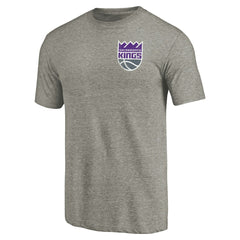 Gray Sacramento Kings Primary Logo Left Chest Distressed Tri-Blend T-Shirt | NBA