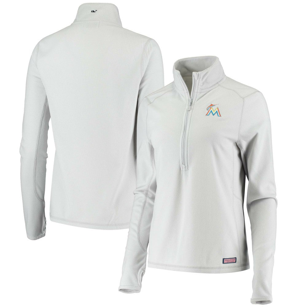 Miami Marlins Vineyard Vines Women's Performance Grid Half-Zip Pullover Top - MLB Pullover