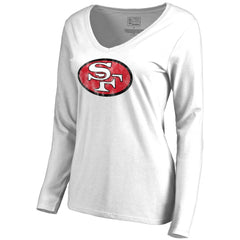 San Francisco 49ers Women's Throwback Logo Long Sleeve V-Neck T-Shirt | NFL Sale