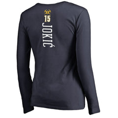Navy Nikola Jokic Denver Nuggets Women's Team Backer Name & Number Long Sleeve V-Neck T-Shirt sale | NBA