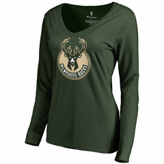 Hunter Green Giannis Antetokounmpo Milwaukee Bucks Women's Team Backer Name & Number Long Sleeve V-Neck T-Shirt | NBA