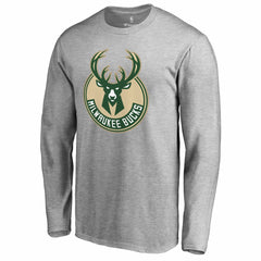 Heathered Gray Giannis Antetokounmpo Milwaukee Bucks Team Backer Name & Number Long Sleeve T-Shirt | NBA