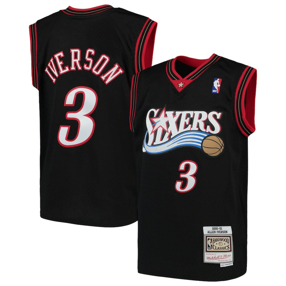 Black Allen Iverson Philadelphia 76ers Youth Hardwood Classics Swingman Throwback Jersey | NBA