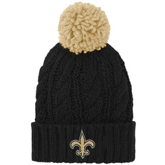 New Orleans Saints Girls Youth Team Cable Cuffed Knit Hat with Pom | NFL Near me