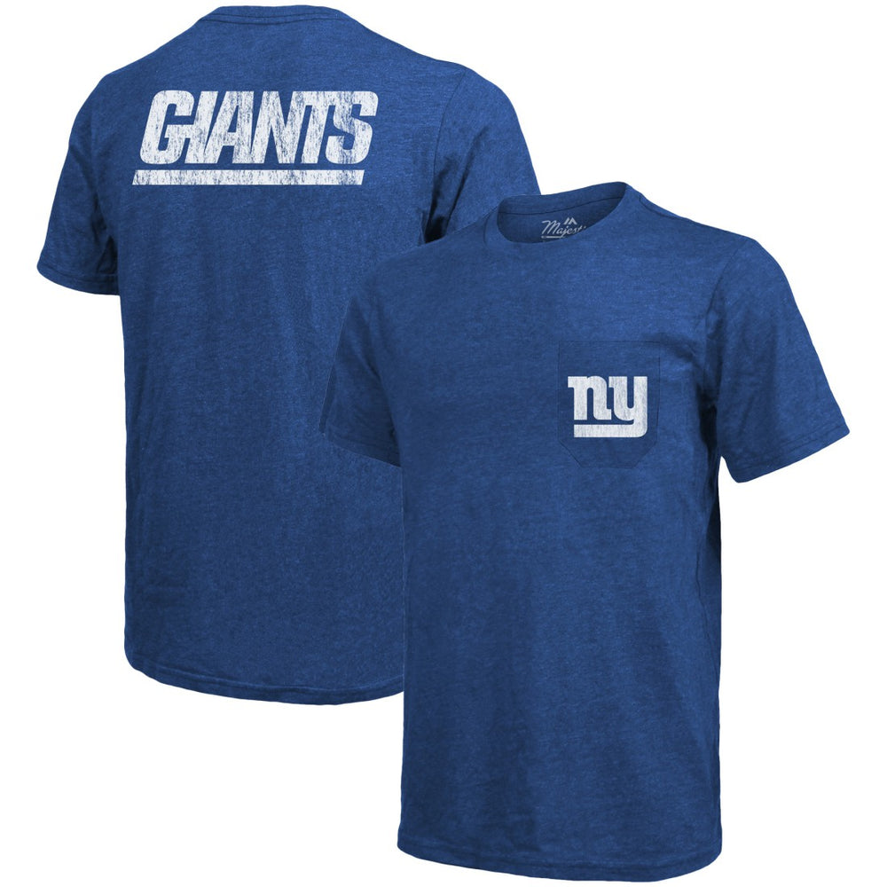 New York Giants Majestic Threads Tri-Blend Pocket T-Shirt | NFL Online