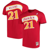 Red Dominique Wilkins Atlanta Hawks Hardwood Classics Team Name & Number T-Shirt | NBA