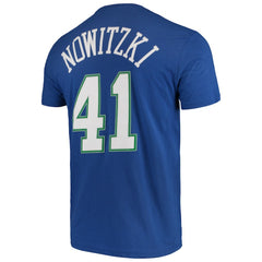 Blue Dirk Nowitzki Dallas Mavericks Hardwood Classics Team Name & Number T-Shirt sale | NBA