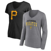 Pittsburgh Pirates Fanatics Women's Short & Long Sleeve T-Shirt Combo Pack - MLB T-shirts