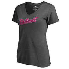 Detroit Tigers Women's Pink Wordmark V-Neck T-Shirt - MLB T-shirts