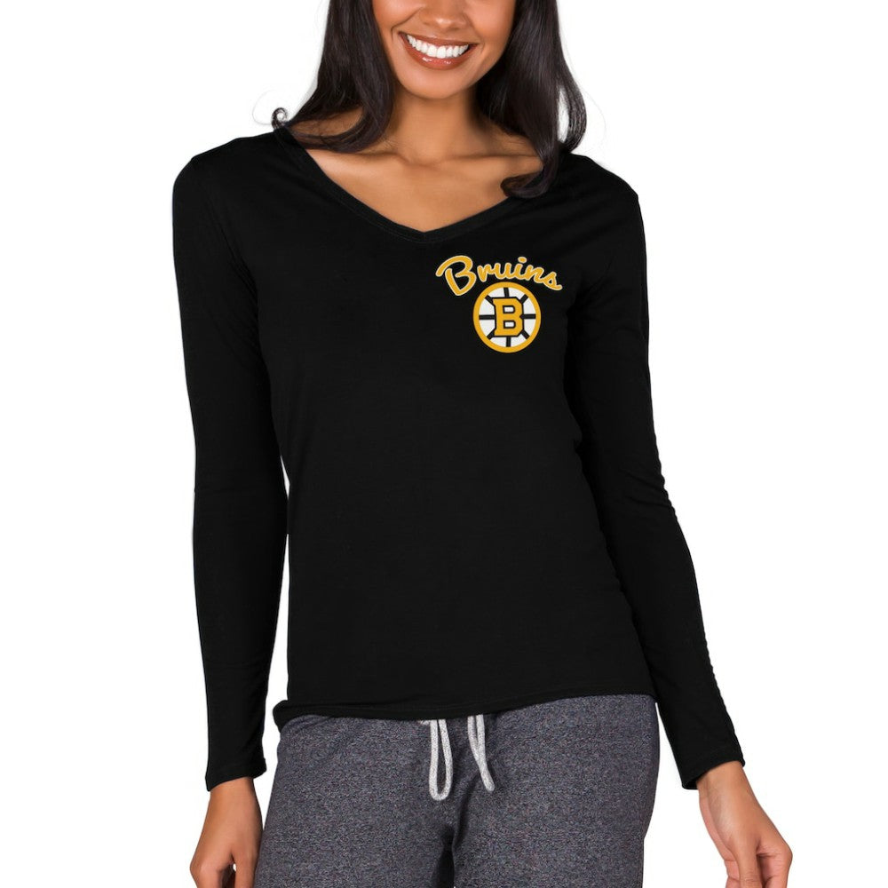 Boston Bruins Concepts Sport Women's Marathon Knit Long Sleeve V-Neck Top - NHL