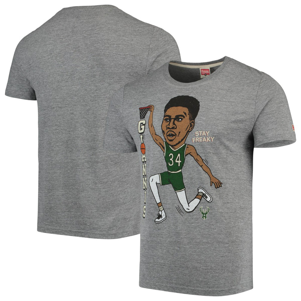Gray Giannis Antetokounmpo Milwaukee Bucks Player Graphic Tri-Blend T-Shirt | NBA
