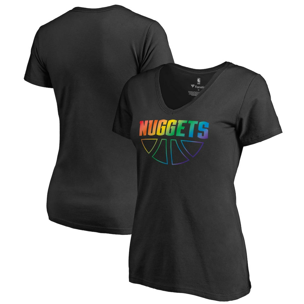 Black Denver Nuggets Women's Team Pride Wordmark V-Neck T-Shirt sale | NBA