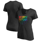 Black Detroit Pistons Women's Team Pride Wordmark V-Neck T-Shirt sale | NBA