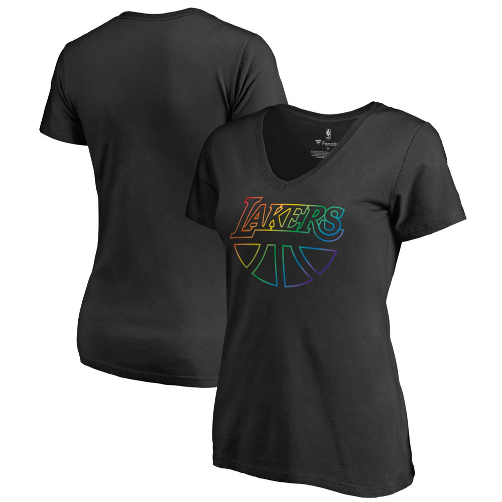 Black Los Angeles Lakers Women's Team Pride Wordmark V-Neck T-Shirt | NBA