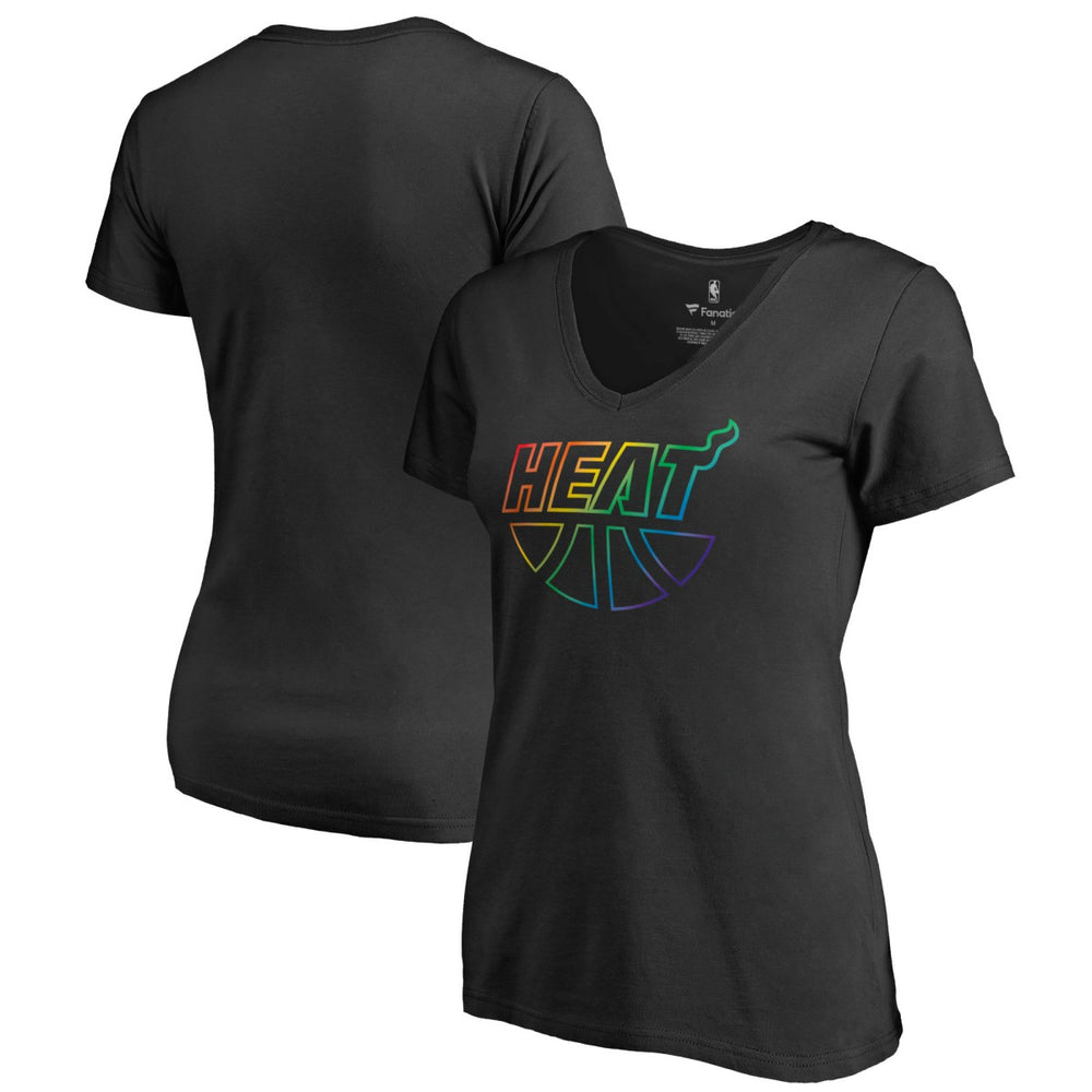 Black Miami Heat Women's Team Pride Wordmark V-Neck T-Shirt | NBA
