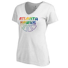 White Atlanta Hawks Women's Team Pride Wordmark V-Neck T-Shirt | NBA