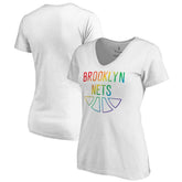 White Brooklyn Nets Women's Team Pride Wordmark V-Neck T-Shirt | NBA