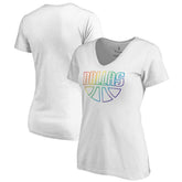 White Dallas Mavericks Women's Team Pride Wordmark V-Neck T-Shirt sale | NBA