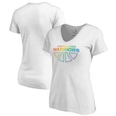 White Golden State Warriors Women's Team Pride Wordmark V-Neck T-Shirt sale | NBA