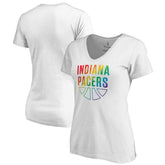 White Indiana Pacers Women's Team Pride Wordmark V-Neck T-Shirt | NBA