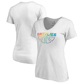White Memphis Grizzlies Women's Team Pride Wordmark V-Neck T-Shirt | NBA