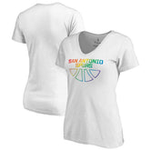 White San Antonio Spurs Women's Team Pride Wordmark V-Neck T-Shirt | NBA