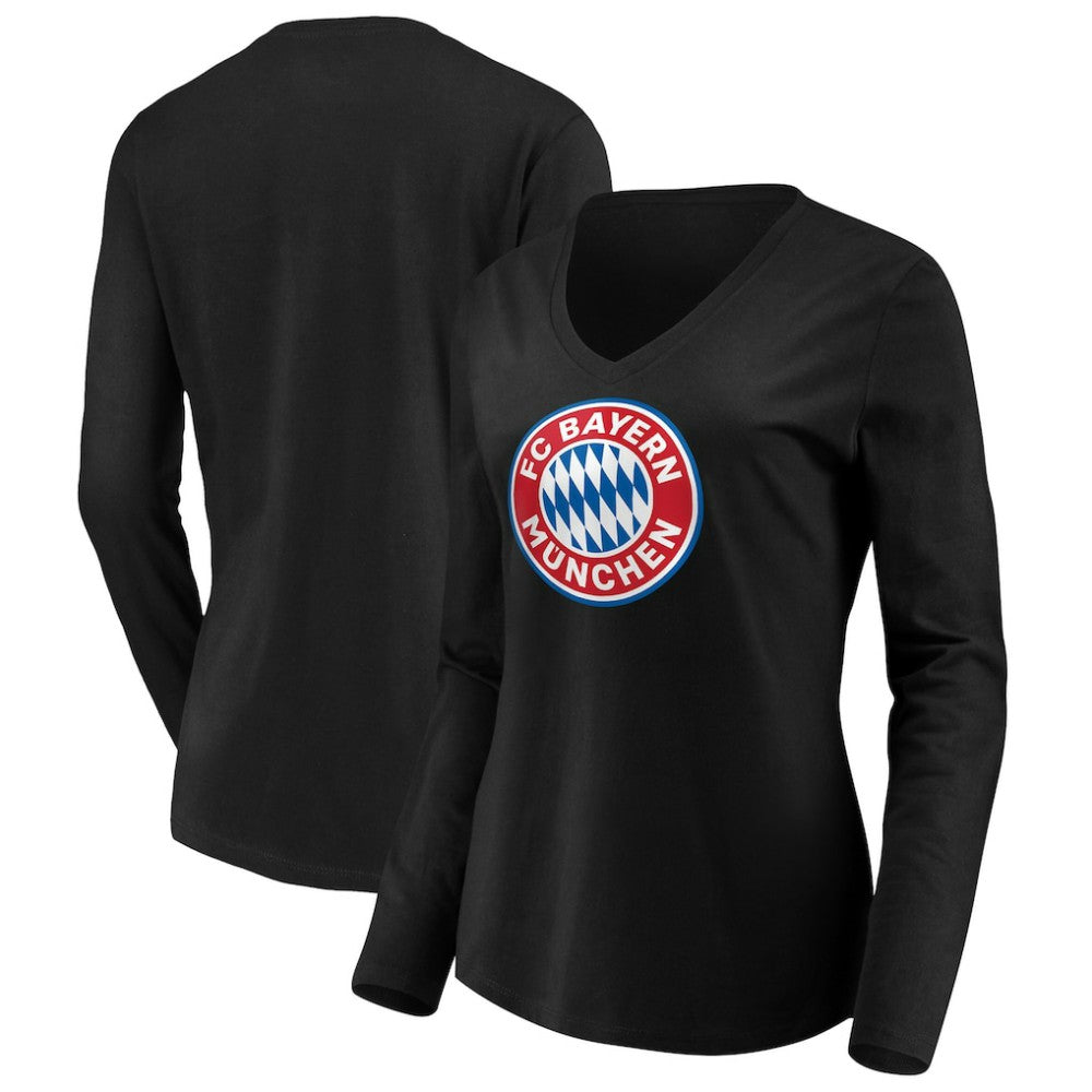 Bayern Munich Women's Logo Long Sleeve V-Neck T-Shirt