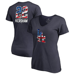 Clayton Kershaw Los Angeles Dodgers Women's Banner Wave Name & Number V-Neck T-Shirt - MLB T-shirts