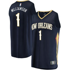 Icon Edition Zion Williamson New Orleans Pelicans Fast Break Replica Jersey Navy | NBA