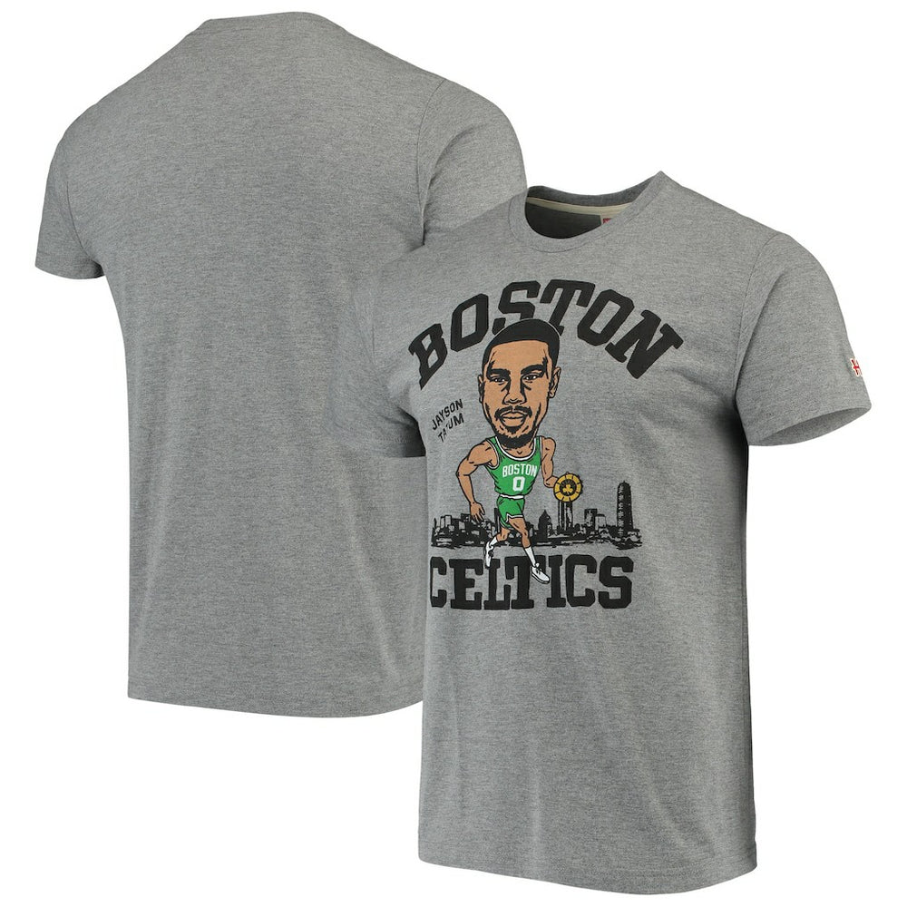Gray Jayson Tatum Boston Celtics Caricature Tri-Blend T-Shirt | NBA
