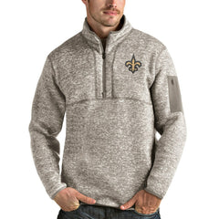 New Orleans Saints Antigua Fortune Quarter-Zip Pullover Jacket | NFL Sale
