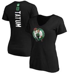 Black Jayson Tatum Boston Celtics Women's Playmaker Name & Number V-Neck T-Shirt | NBA
