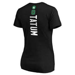 Black Jayson Tatum Boston Celtics Women's Playmaker Name & Number V-Neck T-Shirt | NBA