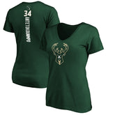 Green Giannis Antetokounmpo Milwaukee Bucks Women's Playmaker Name & Number V-Neck T-Shirt | NBA