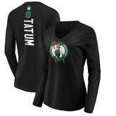 Black Jayson Tatum Boston Celtics Women's Playmaker Name & Number Long Sleeve V-Neck T-Shirt | NBA