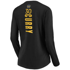 Black Stephen Curry Golden State Warriors Women's Playmaker Name & Number Long Sleeve V-Neck T-Shirt sale | NBA