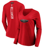Red Zion Williamson New Orleans Pelicans Women's Playmaker Name & Number Long Sleeve V-Neck T-Shirt | NBA