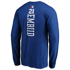 Royal Joel Embiid Philadelphia 76ers Playmaker Name & Number Long Sleeve T-Shirt | NBA