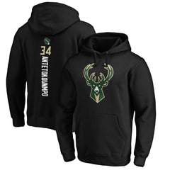 Black Giannis Antetokounmpo Milwaukee Bucks Playmaker Name & Number Pullover Hoodie | NBA