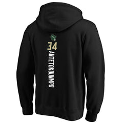 Black Giannis Antetokounmpo Milwaukee Bucks Playmaker Name & Number Pullover Hoodie | NBA