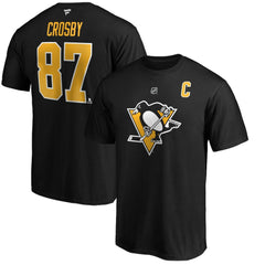 Sidney Crosby Pittsburgh Penguins Fanatics Authentic Stack Player Name & Number T-Shirt - NHL T-shirts