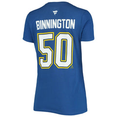Jordan Binnington St. Louis Blues Fanatics Women's Authentic Stack Name & Number V-Neck T-Shirt - NHL T-shirts