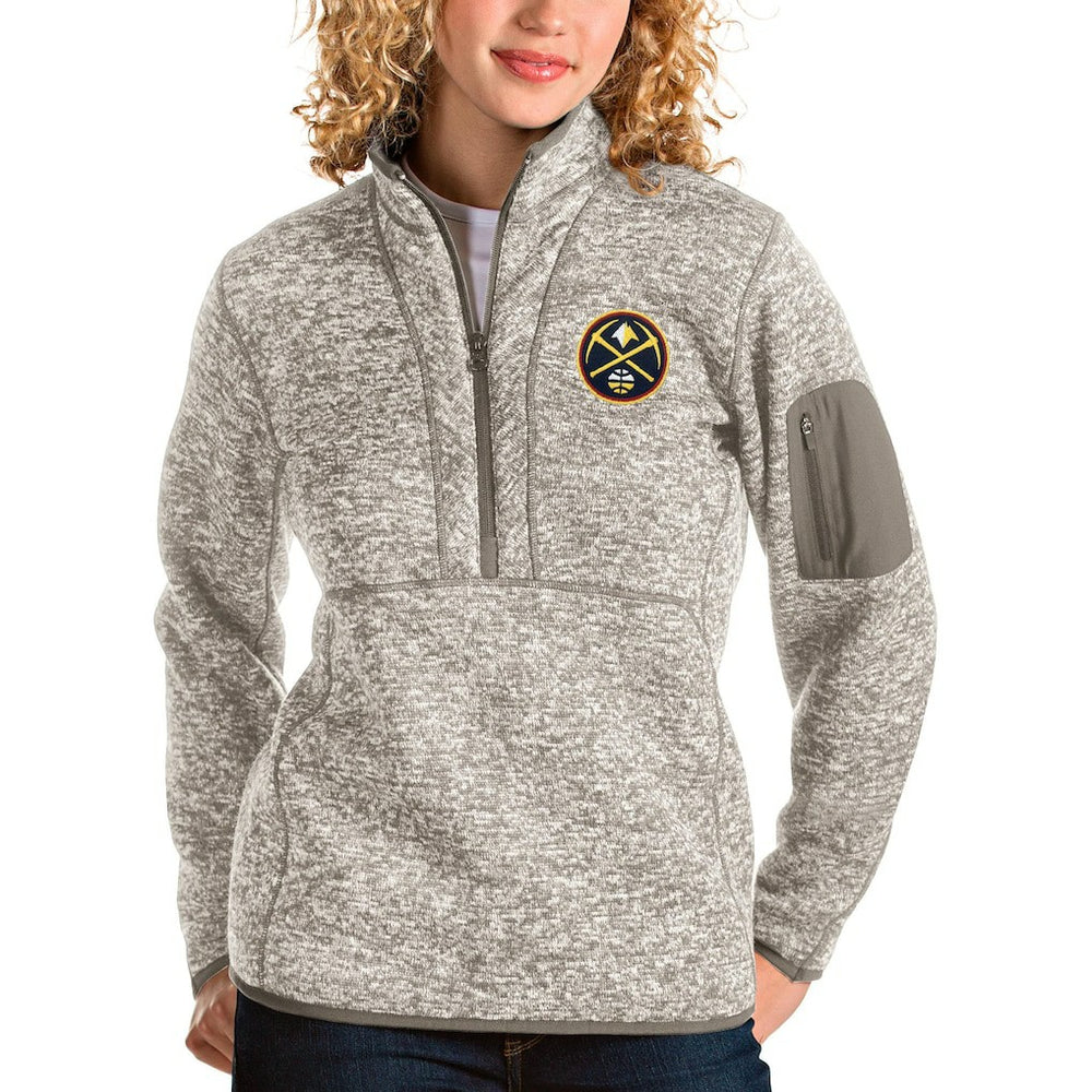 Natural Denver Nuggets Antigua Women's Fortune Quarter-Zip Pullover Jacket sale | NBA