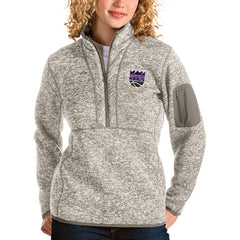 Natural Sacramento Kings Antigua Women's Fortune Quarter-Zip Pullover Jacket | NBA