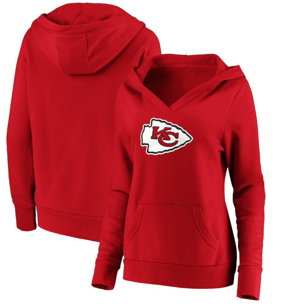 Kansas City Chiefs Women's Primary Team Logo V-Neck Pullover Hoodie | NFL Sale