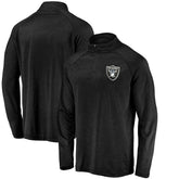 Las Vegas Raiders Striated Primary Logo Raglan Quarter-Zip Pullover Jacket | NFL Hot
