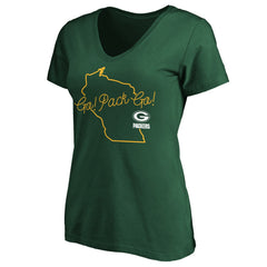 Green Bay Packers Women's Team Iconic Script State V-Neck T-Shirt | NFL Near me