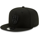 Milwaukee Brewers New Era Black on Black 9FIFTY Snapback Adjustable Hat - MLB Hats