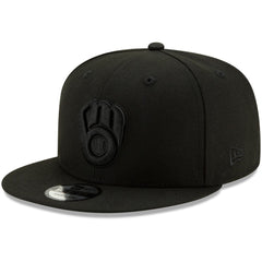Milwaukee Brewers New Era Black on Black 9FIFTY Snapback Adjustable Hat - MLB Hats