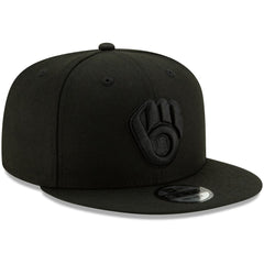 Milwaukee Brewers New Era Black on Black 9FIFTY Snapback Adjustable Hat - MLB Hats